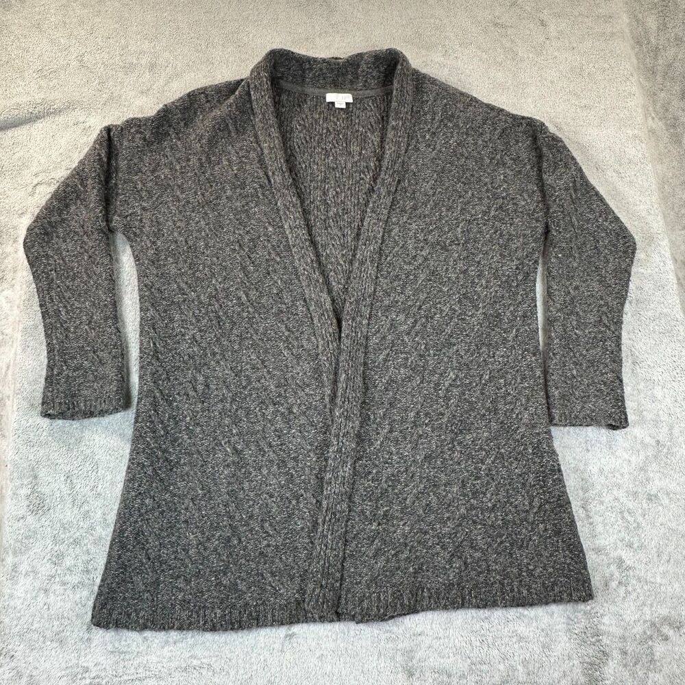 J Jill Cardigan Sweater Womens Small Open Front Knit Gray Lightweight - Picture 2 of 7